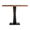 Mesa bar bugle de estilo industrial fabricado en madera de mango en color marrón combinado con hierro en color negro. Producto desmontable.