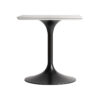 Mesa bar perrier de estilo art deco fabricado en acero en color negro combinado con porcelánico en color blanco. Producto desmontable.
