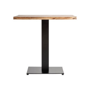 Mesa bar tinjat de estilo industrial fabricado en madera de acacia en color negro combinado con hierro en color marrón. Producto desmontable.