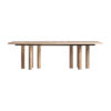 Mesa comedor jacquard de estilo contemporáneo. Fabricado en madera de mango en color marrón claro combinado con travertino en color marrón. Producto desmontable.