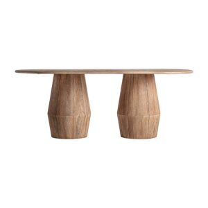 Mesa comedor jacquard de estilo contemporáneo. Fabricado en madera de mango en color marrón claro.