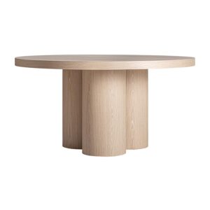 Mesa comedor Prayssac de estilo art deco fabricado en chapa de roble en color crema combinado con madera contrachapada y madera dm. Producto desmontable.