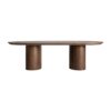 Mesa comedor Treignac de estilo art deco fabricado en chapa de roble en color marrón con acabado teñido combinado con madera contrachapada y madera dm. Producto desmontable.