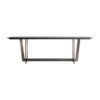 Mesa comedor tremp de estilo art deco fabricado en porcelánico en color negro cobre combinado con acero inoxidable en color oro. Producto desmontable.