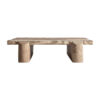 Mesa de centro jacquard de estilo contemporáneo. Fabricado en madera de mango en color marrón claro combinado con mármol en color marrón. Producto desmontable.