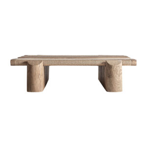 Mesa de centro jacquard de estilo contemporáneo. Fabricado en madera de mango en color marrón claro combinado con mármol en color marrón. Producto desmontable.