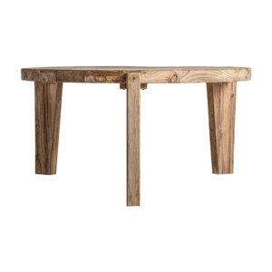 Mesa de centro lux de estilo colonial fabricado en madera de teka reciclada en color marrón con acabado envejecido. Producto desmontable.