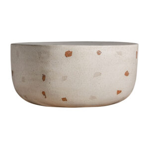 Mesa de centro massa de estilo contemporáneo fabricado en terrazo en color blanco.