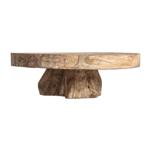 Mesa de centro nysted de estilo colonial fabricado en madera de teka reciclada en color marrón.