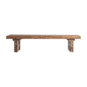 Mesa de centro nysted de estilo colonial fabricado en madera de teka reciclada en color marrón. Producto desmontable.