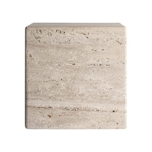 Mesa de centro Rapolano de estilo art deco fabricado en travertino en color beige con acabado mate.