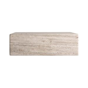 Mesa de centro Rapolano de estilo art deco fabricado en travertino en color beige.