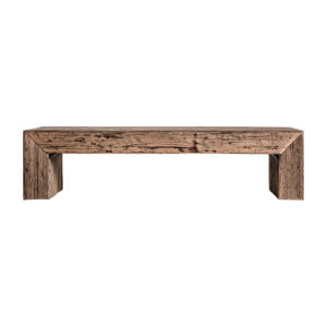 Mesa de centro samsun de estilo étnico fabricado en madera recuperada en color marrón con acabado envejecido. Varias maderas: pino mango teka acacia.
