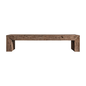 Mesa de centro samsun de estilo étnico fabricado en madera recuperada en color marrón con acabado envejecido. Varias maderas: pino mango teka acacia.