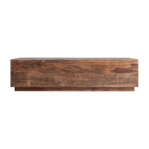 Mesa de centro Selby de estilo rústico fabricado en madera recuperada en color marrón con acabado natural.