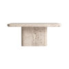 Mesa de centro theuville de estilo art deco fabricado en travertino en color beige. Producto desmontable.