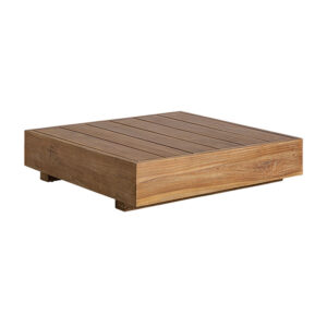 Mesa de centro trena de estilo boho fabricado en madera de teka reciclada en color marrón con acabado natural.