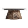 Mesa de centro walding de estilo nórdico fabricado en mármol en color marrón combinado con madera recuperada. Producto desmontable.