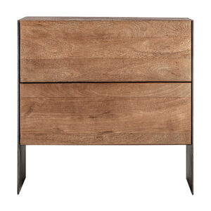 Mesita de noche killeany de estilo contemporáneo fabricado en madera de mango en color marrón combinado con hierro.