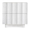 Mesita de noche mulcey de estilo contemporáneo fabricado en resina en color blanco con acabado desgastado combinado con madera dm.