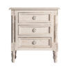 Mesita de noche pisek de estilo provenzal fabricado en madera de mango en color blanco roto.