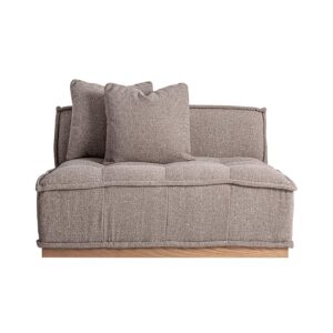 Módulo sofá central Aspach de estilo contemporáneo fabricado en poliéster en color marrón con acabado jaspeado combinado con madera de pino en color marrón.
