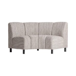 Módulo sofá central Brouville de estilo contemporáneo fabricado en poliéster en color beige con acabado jaspeado combinado con espuma en color blanco y madera de caucho en color negro.