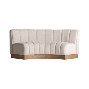 Módulo sofá central lurcy de estilo colonial fabricado en poliéster en color beige con acabado liso combinado con madera de pino en color marrón claro con acabado natural y espuma.