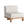 Módulo sofá central testa de estilo colonial fabricado en madera de teka reciclada en color marrón con acabado natural combinado con polipropileno reciclado en color tonos en marrón con acabado jaspeado y espuma. Producto desmontable desenfundable.