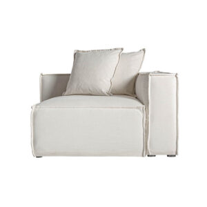 Módulo sofá esquinero derecha virolle de estilo colonial fabricado en lino en color blanco con acabado liso combinado con algodón y espuma. Producto desenfundable. Compatible con: 36089.