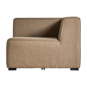 Módulo sofá esquinero Herly de estilo colonial fabricado en poliéster en color beige combinado con aluminio en color marrón y espuma. Compatible con: 31030 31031 31032.