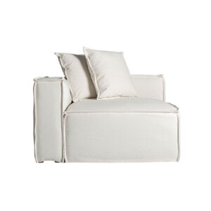 Módulo sofá esquinero izquierda virolle de estilo colonial fabricado en lino en color blanco con acabado liso combinado con algodón y espuma. Producto desenfundable. Compatible con: 36088.