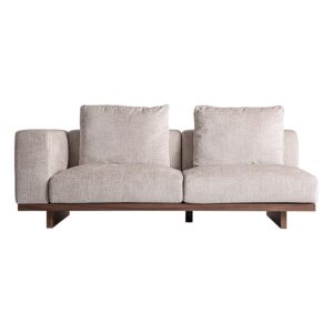 Módulo sofá esquinero Metti de estilo contemporáneo fabricado en poliéster en color topo combinado con madera dm en color marrón y espuma. Producto desmontable desenfundable. Compatible con: 36865.