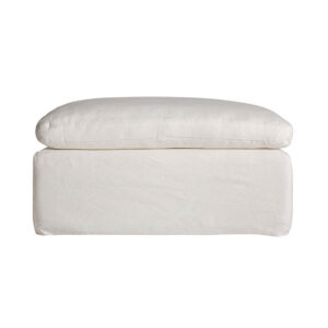 Módulo sofá reposapiés Agde de estilo art deco fabricado en lino en color blanco combinado con algodón y espuma. Producto desmontable desenfundable.
