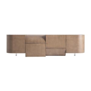 Mueble tv Aksaray de estilo art deco fabricado en madera roble en color marrón.