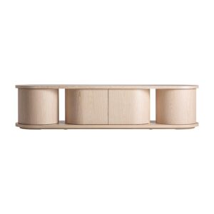 Mueble tv Kharj de estilo art deco fabricado en madera roble en color beige.