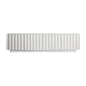 Mueble tv mulcey de estilo contemporáneo fabricado en resina en color blanco combinado con madera dm.