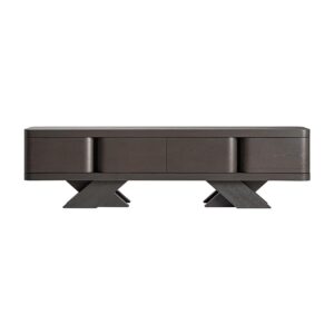 Mueble tv Rize de estilo art deco fabricado en madera roble en color negro.