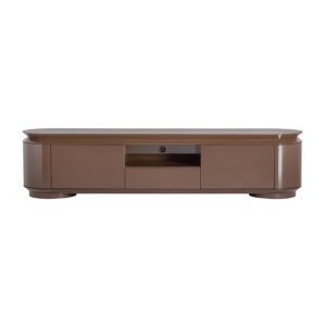 Mueble tv Trubia de estilo contemporáneo fabricado en madera dm en color marrón con acabado brillo.