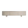 Mueble tv Zorbig de estilo contemporáneo fabricado en madera dm en color crema combinado con melamina en color crema. Producto desmontable.