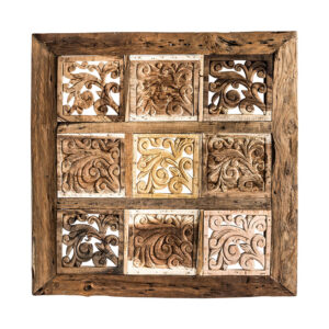 Panel decorativo Gien de estilo provenzal fabricado en madera de teka en color marrón.