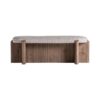 Pie de cama Jacquard de estilo contemporáneo fabricado en madera de olmo en color marrón combinado con poliéster en color beige.