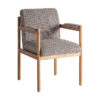 Silla bezier de estilo colonial fabricado en poliéster en color gris combinado con madera de caucho en color natural y espuma.