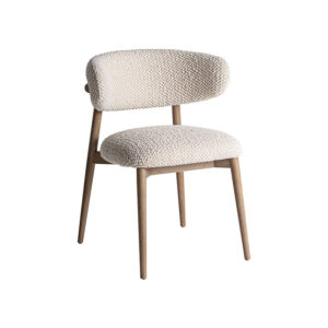 Silla Erlec de estilo contemporáneo fabricado en madera de fresno en color marrón combinado con poliéster en color beige y espuma.