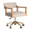 Silla escritorio nozay de estilo art deco fabricado en poliéster en color marrón combinado con madera roble y acero. Producto elevable.