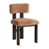 Silla Evje de estilo contemporáneo fabricado en madera de fresno en color marrón combinado con poliéster en color marrón.