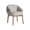 Silla Jacquard de estilo contemporáneo fabricado en madera de olmo en color marrón combinado con poliéster en color beige.