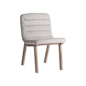 Silla Jacquard de estilo contemporáneo fabricado en madera de olmo en color marrón claro combinado con poliéster en color beige.