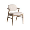 Silla Namur de estilo art deco fabricado en lino en color beige combinado con algodón y madera de fresno en color marrón.