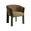 Silla nara de estilo contemporáneo fabricado en poliéster en color amarillo con acabado jaspeado combinado con madera roble en color negro.